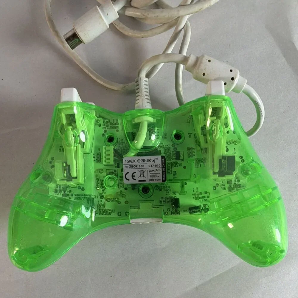 PDP Rock Candy Wired Turbo Controller Green 8ft Cable for Microsoft Xbox 360